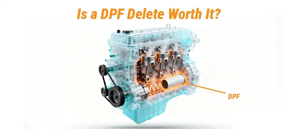 A transparent diagram of a diesel engine, clearly showing the location of the DPF (Diesel Particulate Filter) within the exhaust system.